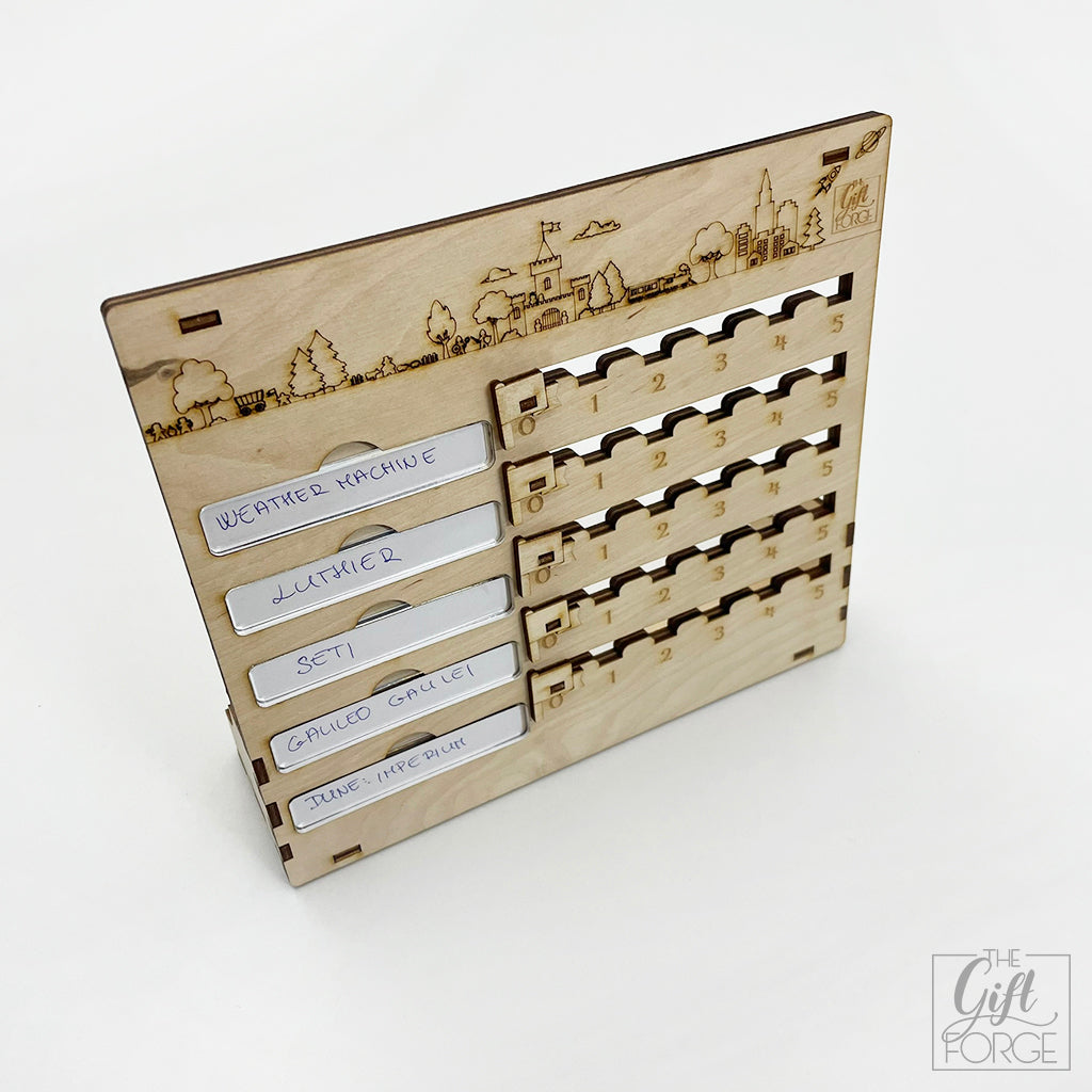 5x5 társasjáték kihívás tábla