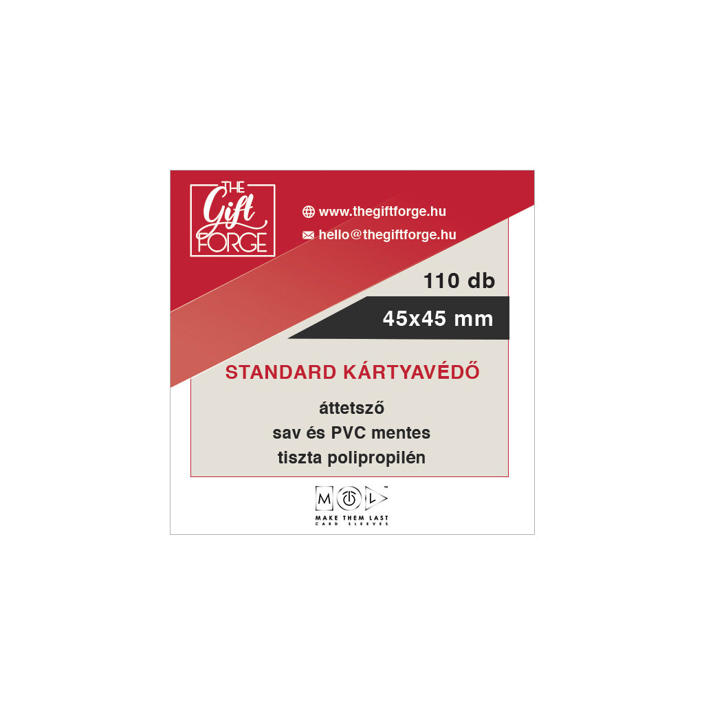 card sleeves 45x45 45x45 mm, 110 db standard kártyavédő