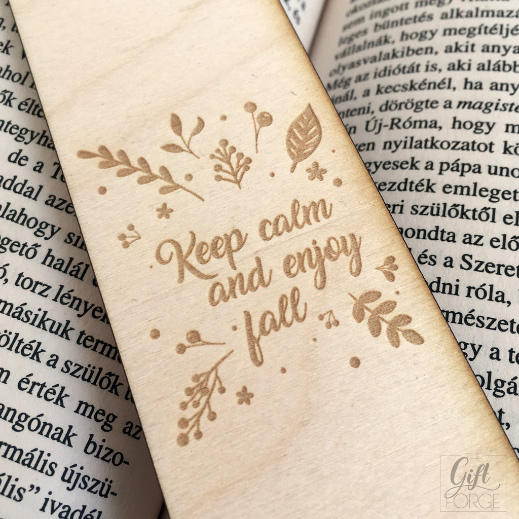 "Keep calm and enjoy fall" feliratú könyvjelző